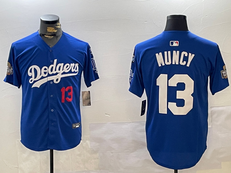 Men Los Angeles Dodgers #13 Muncy 2024 World series patch blue jersey 20241120128->los angeles dodgers->MLB Jersey